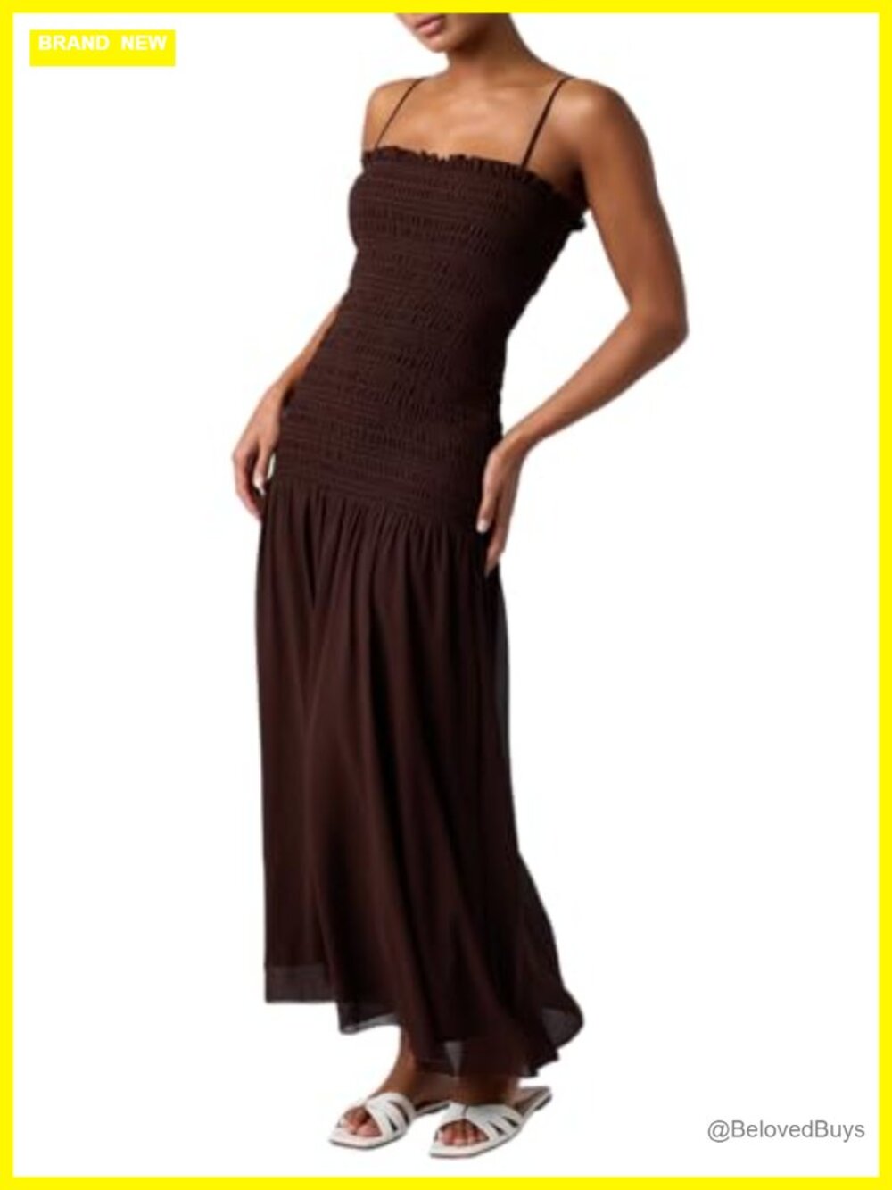 Lulus Banks Smocked Bodice Midi Dress Fit & Flare Casual